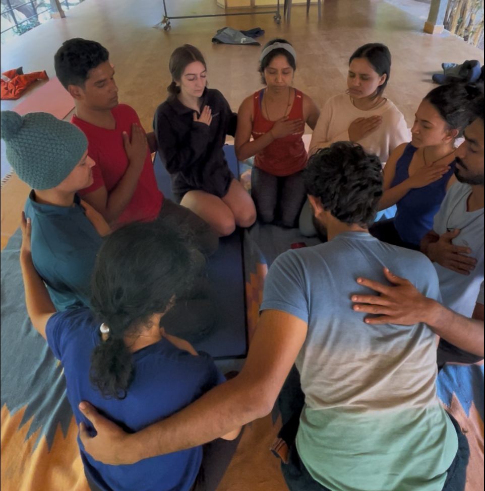 The justnow YOGA circle — a small sangha of teachers and practitioners gathered in yoga, breath, meditation, and sound in Prague
